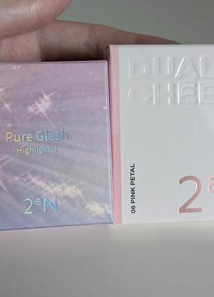 Корейские румяна + хайлайтер 2an dual cheek + 2an pure glash highlighter