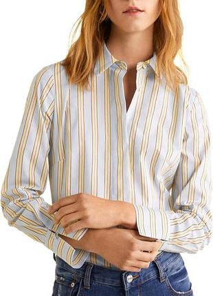 Рубашка mango suit ladies blue stripe shirt, размер xs