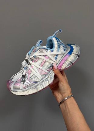Трендові жіночі кросівки 3xl extreme laces candy pink blue рожево-блакитні сріблясті