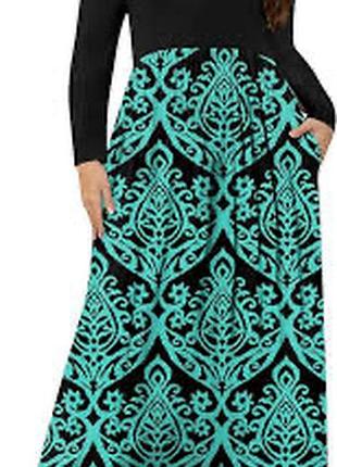 Ефектна максі сукня 3xl (50–54) віскоза rayon, яскравий бірюзовий принт