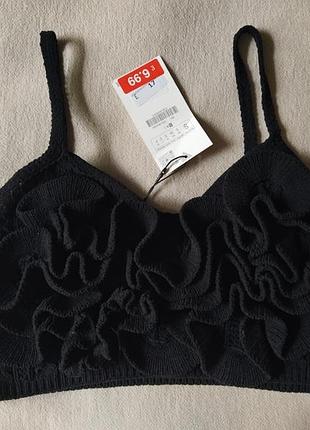 Чорний трикотажний топ zara р. s
