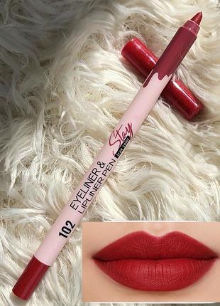 Гелевий кремовий олівець для губ очей choose rasme eyeliner & lipliner pen stay true color тон відтінок 102 яскравий червоний