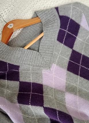 Свитер, джемпер женский 100% кашемир в ромбик (preppy style)
