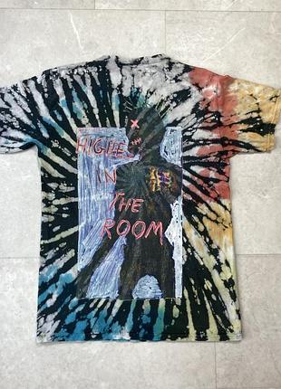 Футболка тай дай travis scott highest in the room tour rap hip hop psychedelic tie dye t-shirt medium