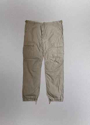 Штани брюки карго carhartt wip aviation бежеві прямого крою з завʼязками внизу