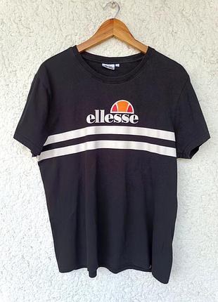 Футболка ellesse чорна жіноча великий принт котон
