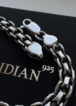 Мужской серебряный браслет meridian 925 пробы плетения "двойной якорь" с чернением 19 размер 24106/1119 23,5