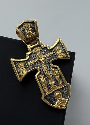 Срібний хрест meridian 925 проби з позолотою та чорнінням кр0159з без шнурка