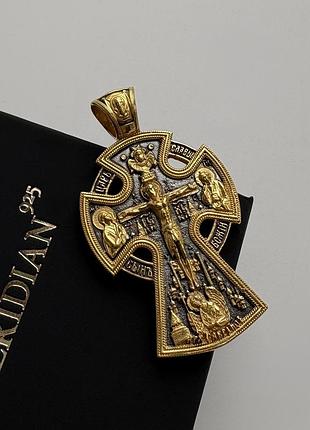 Срібний хрест meridian 925 проби з позолотою і чорнінням кр0184п без шнурка