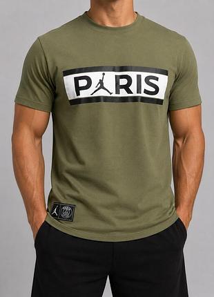 Чоловіча футболка jordan paris хакі олива 100% бавовна оригінал літня s-2xl