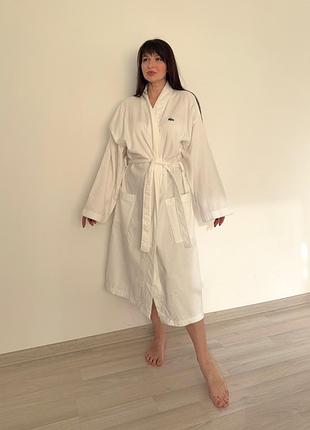 Бавовняний білий халат lacoste