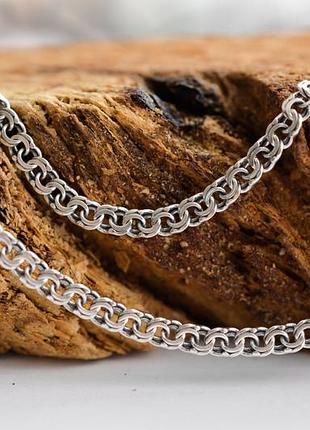 Срібний ланцюжок meridian 925 проби плоський запиляный бісмарк з чорнінням 25122/1450