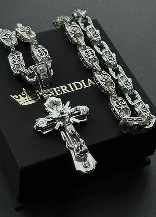 Серебряная цепочка с крестом meridian 925 пробы 5136+кр0215