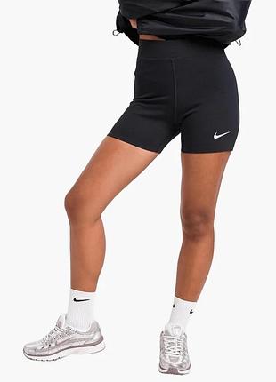 Шорты nike dri fit черные женские с вышитым свушем xs с карманом сзади