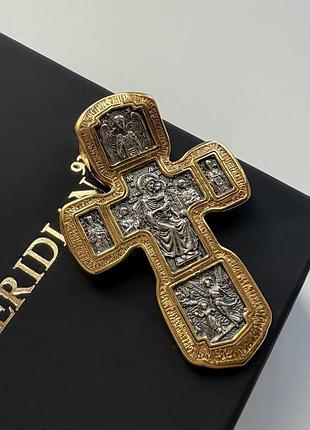 Срібний хрест meridian 925 проби з позолотою і чорнінням кр0168п без шнурка