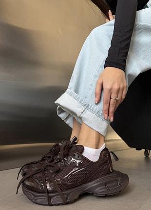Кросівки в стилі balenciaga шкіряні жіночі hoseily коричневий 38 (24,5 см) код: f7299 brown