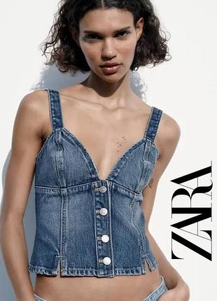 Zara супер стильний топ корсет джинс денім