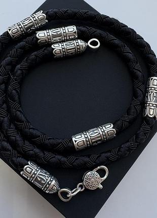 Шнурок с серебряными окончаниями и вставками meridian 925 проби 846/5 65