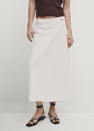 Massimo dutti юбка джинс коттон на запах джинсовая