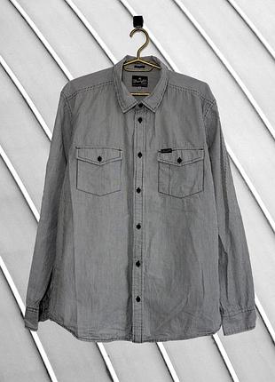 Чоловіча літня сорочка wrangler l xl оригінал вранглер стан ідеал в смужку з довгим рукавом бавовна приталена slim fit 48 50 52