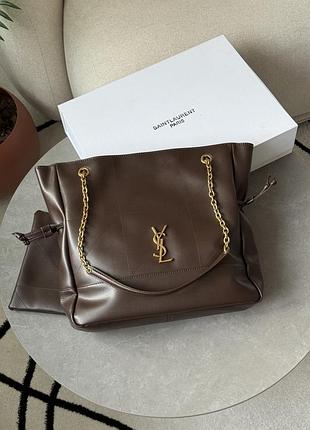 Сумка saint jamie shopping leather laurent tote bag urban grey