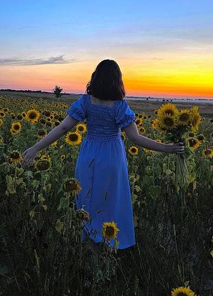 Сукня льон синя блакитна