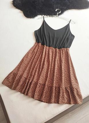 Платье на тонких бретелях с юбкой в лео принт shein curve