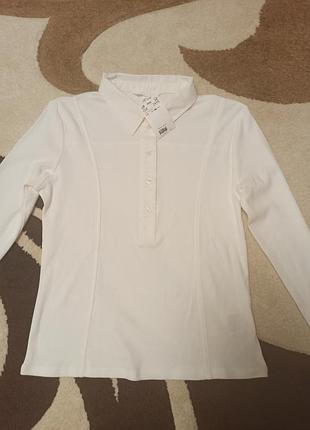 Жіночий лонгслів поло h&m білий бавовняний розмір m