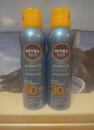 Солнцезащитный освежающий мист "защита и сухое прикосновение" spf 30
nivea sun protect &amp; care dry touch refreshing mist 200 мл