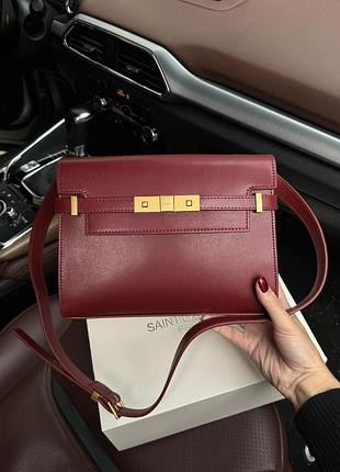 Сумка saint manhattan medium leather laurent shoulder bag burgundy