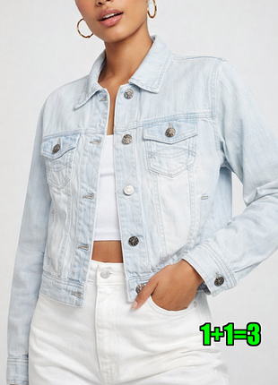 💥1+1=3 базова блакитна жіноча джинсова куртка джинсовка denim co, розмір 42 - 44