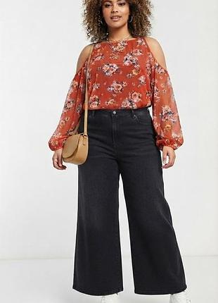 Яркая цветочная блуза с открытыми плечами new look uk 18