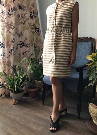 Льняное платье-миди в эстетике old money от massimo dutti (р. eur 38 / s-m)