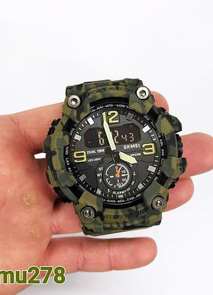 Годинник наручний чоловічий skmei 1965cmgn camo green, військовий чоловічий наручний годинник зелений. колір: камуфляж