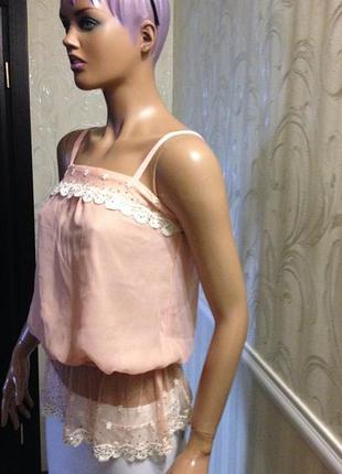 Топ з гипюровыми вставками, розмір s