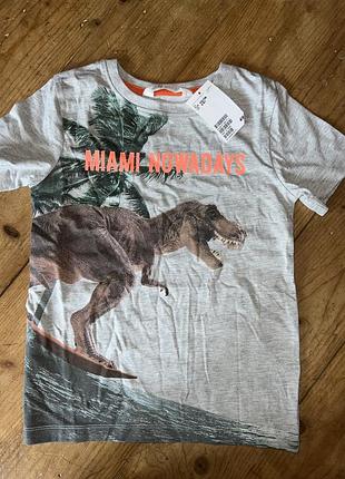 Терміново футболка h&m з яскравим принтом динозавра 6-8 років