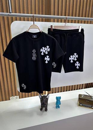 Чоловічий костюм chrome hearts в чорному кольорі