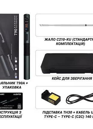 Паяльник alientek t90a з жалом c210 140w компактний, з oled дисплеєм