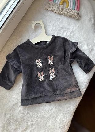 Стильный махровый свитшотик с мини маус disney baby, серый свитшот, кофта