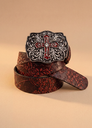 Красный chrome hearts ремень