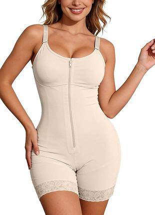 Корректирующее белье generisch full shapewear для оптимального контроля, бесшовный корректирующий боди с передней молнией и застежкой-кнопкой