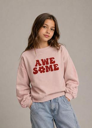 Світшот tu для дівчинки 10 років 140 см рожевий утеплений awesome