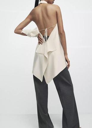 Топ хальтер zara 3 відкритою спиною m| ivory колір