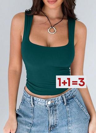 1+1=3 🎁 майка топ з квадратним вирізом
