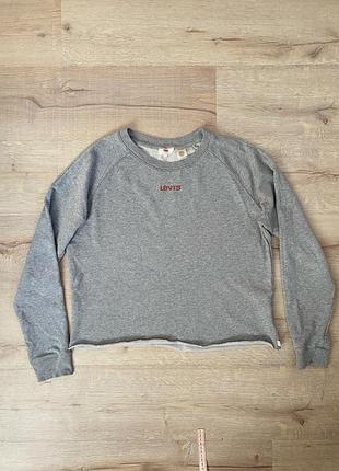 Світшот лонг лонгслів levi’s s сірий з логотипом необроблений край