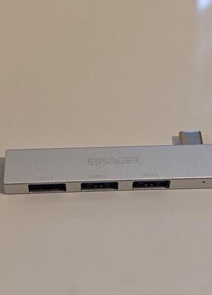 Hub usb essager 3в1 type-c usb-концентратор essager 3-в-1