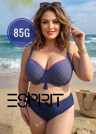 85g, 38g, купальный лиф чашка на косточке и на поролоне, esprit, темно-синий, пчелиные соты, верх от купальника