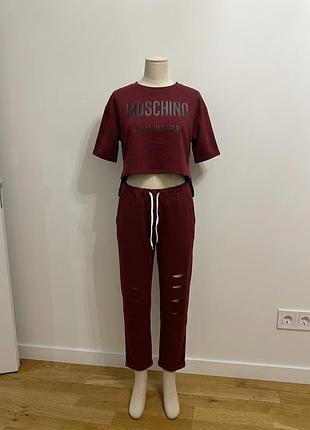 Новий стильний бордовий костюм moschino couture, розмір 52