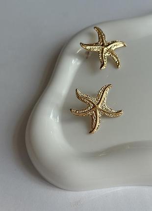 Золотые серьги морские звёзды 💛 stainless steel