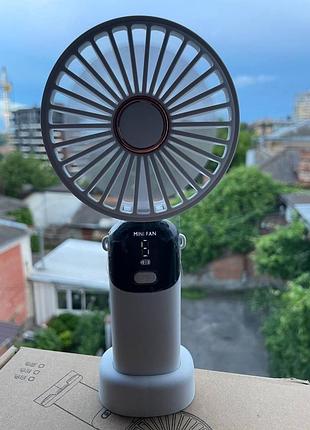 Портативний ручний міні-вентилятор 5в1 на акумуляторі з usb та підставкою, білий